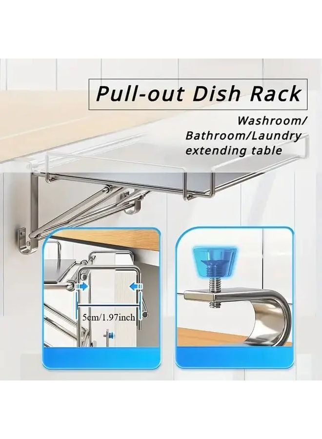 Black Heavy Duty Stainless Steel Foldable Bathroom Shelf Over Door Organizer No Drill Installation - Image 4